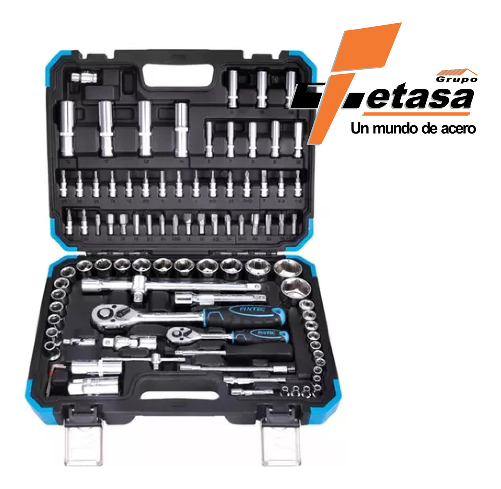 Juego Dados Y Puntas Con Matraca De 1/2 Y 1/4 Fixtec 94 Pz - Image 3