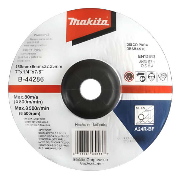 Disco Makita Abrasivo Desbaste Metal B-44286 7 Color Gris