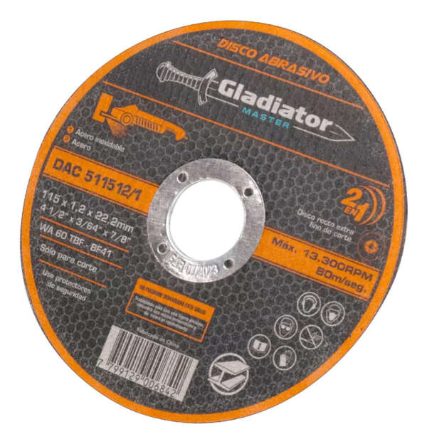 Gladiator Disco Corte 4-1/2' Acero Inoxidable 100 Pzas Multicolor