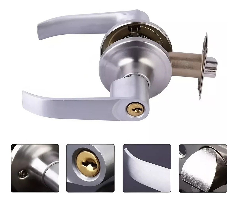 Cerradura Chapa De Manija Llave Botón Berlín Color Plateado - Image 12