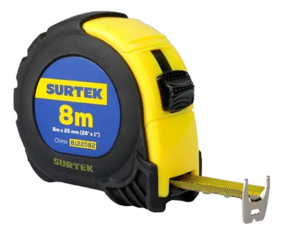 Flexómetro Anti-impacto 8 M X 1 Pulgada Surtek B122082