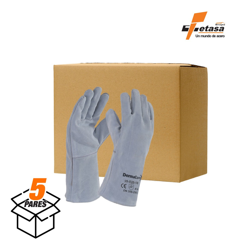 Guante De Carnaza. Gris . 5 Pares Gris - Image 2