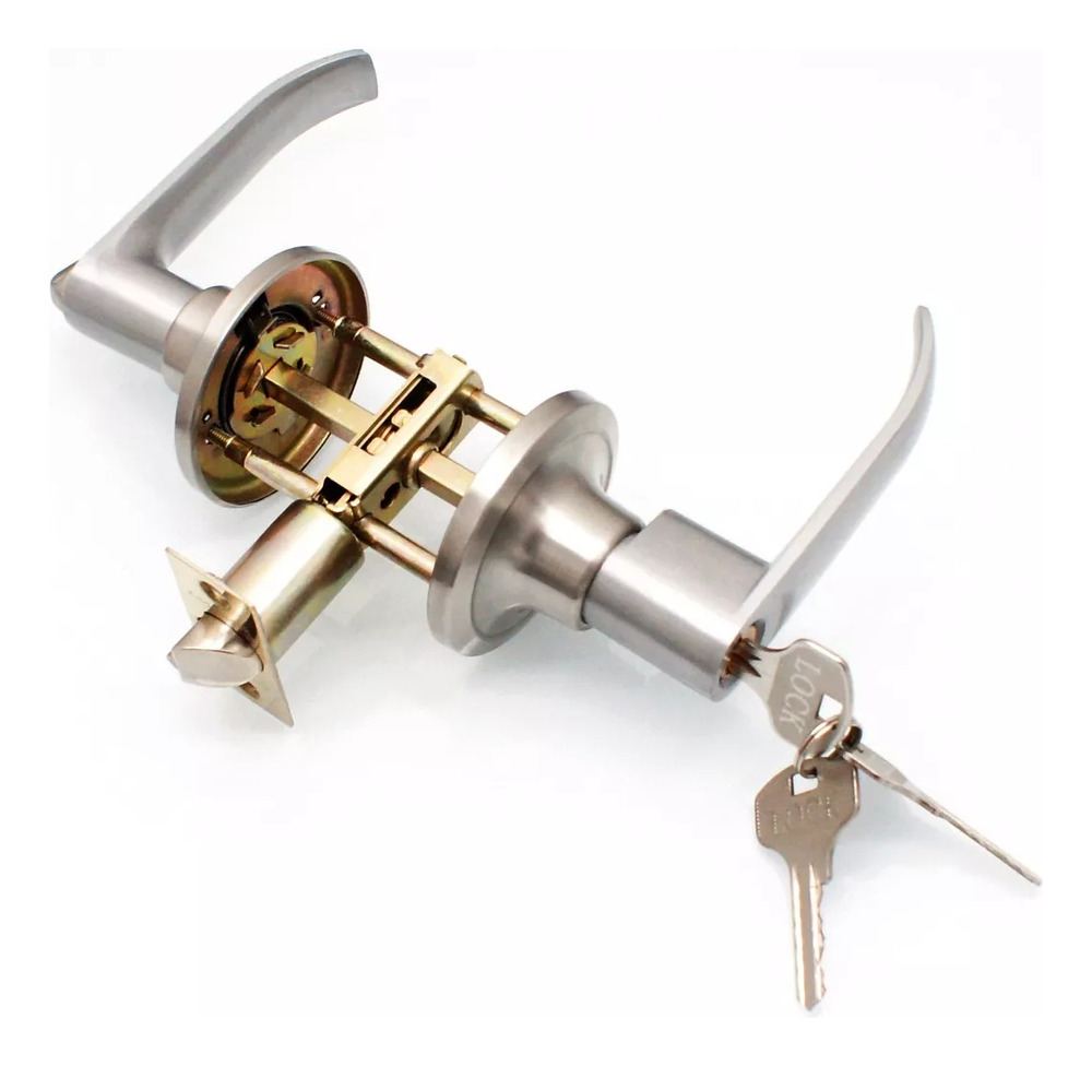 Cerradura Chapa De Manija Llave Botón Berlín Color Plateado - Image 11