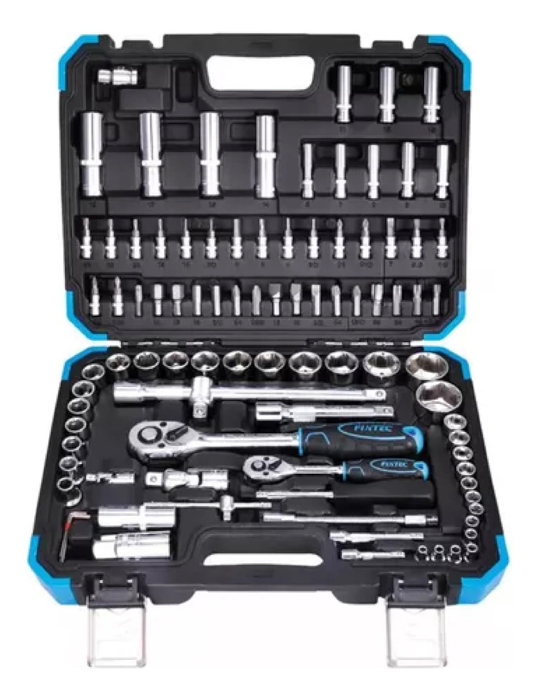 Juego Dados Y Puntas Con Matraca De 1/2 Y 1/4 Fixtec 94 Pz