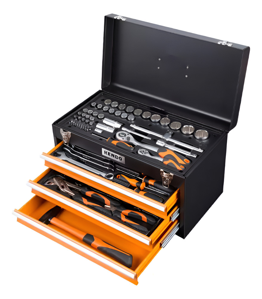 Caja Metálica Con Herramientas 86 Piezas Kendo 90517 Negro