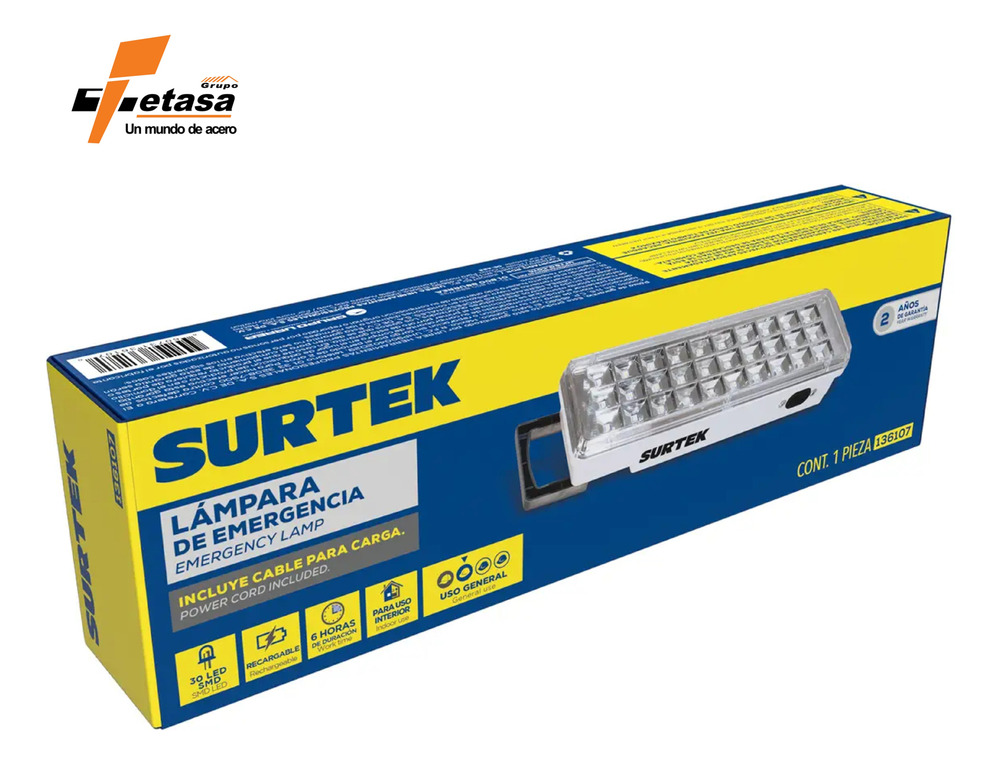 Lampara De Emergencia 30 Led Surtek 136107 Blanco - Image 3