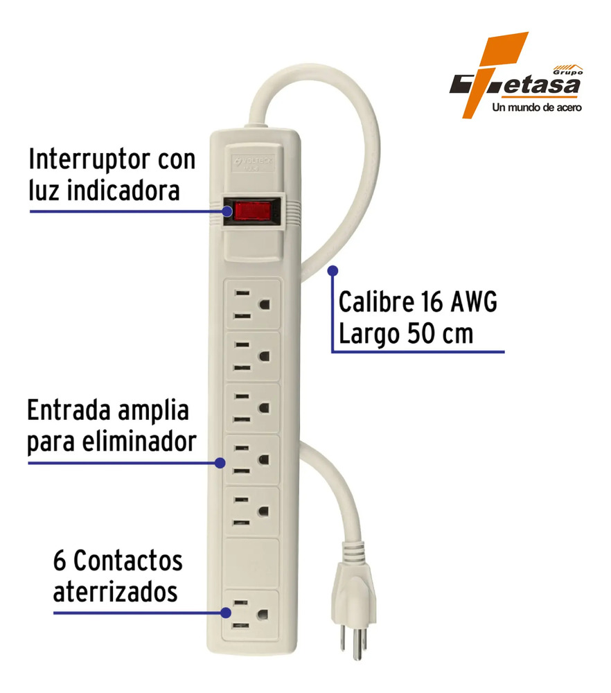 Multicontacto Supresor Truper Mul-627 Blanco - Image 3