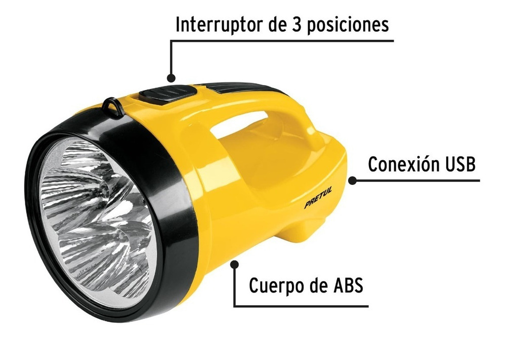 Linterna Recargable De Leds, 145 Lúmenes, Pretul 24091 Linterna Amarillo Luz Blanco - Image 5