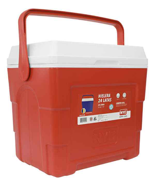 Hielera Marca Nyc De 21 Qts Cooler 24 Latas 20l Rojo