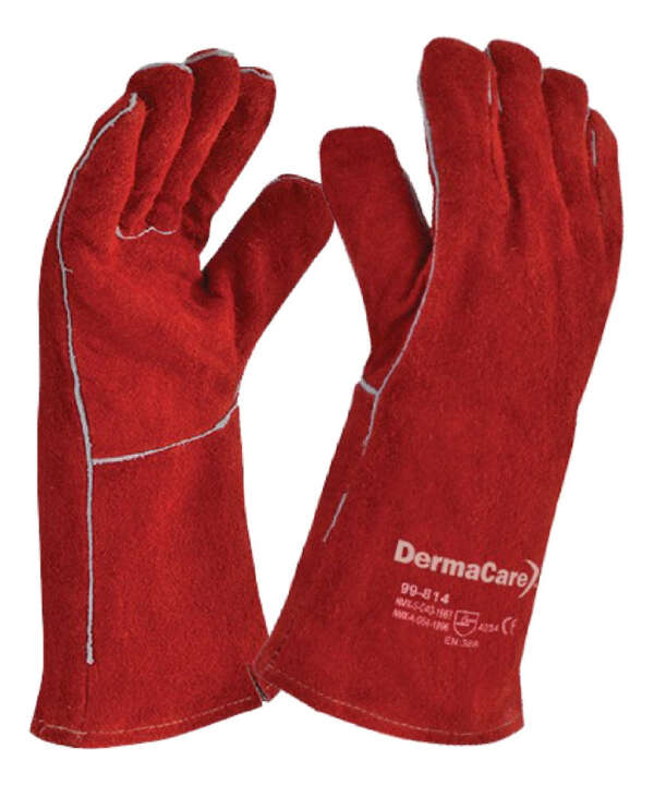 Guante De Carnaza. Rojo. 5 Pares Rojo