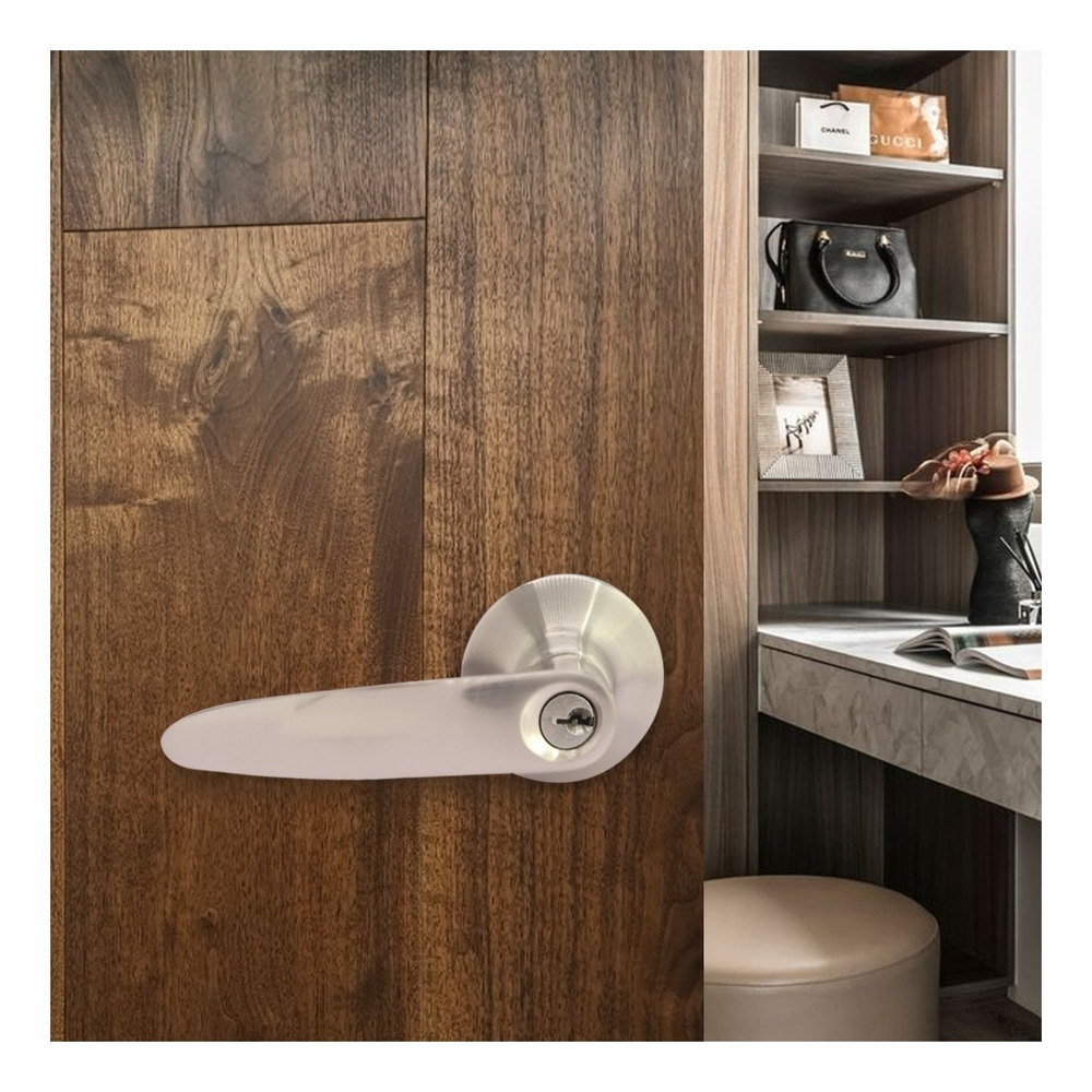 Cerradura Chapa De Manija Llave Botón Berlín Color Plateado - Image 3