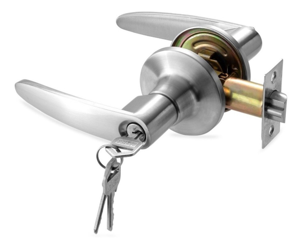 Cerradura Chapa De Manija Llave Botón Berlín Color Plateado - Image 4