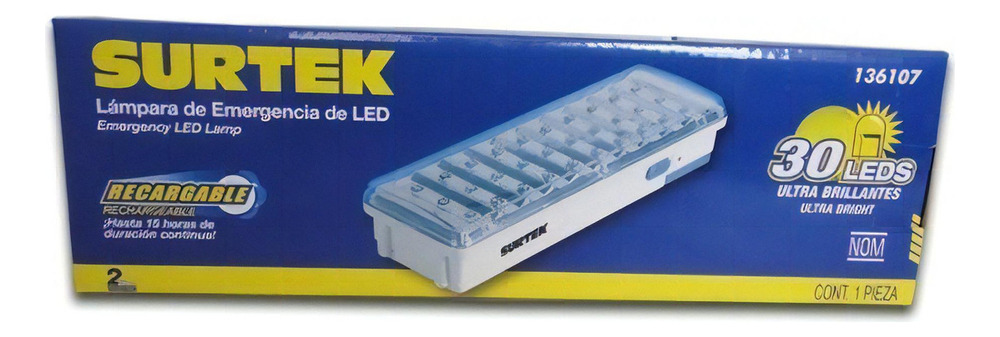 Lampara De Emergencia 30 Led Surtek 136107 Blanco